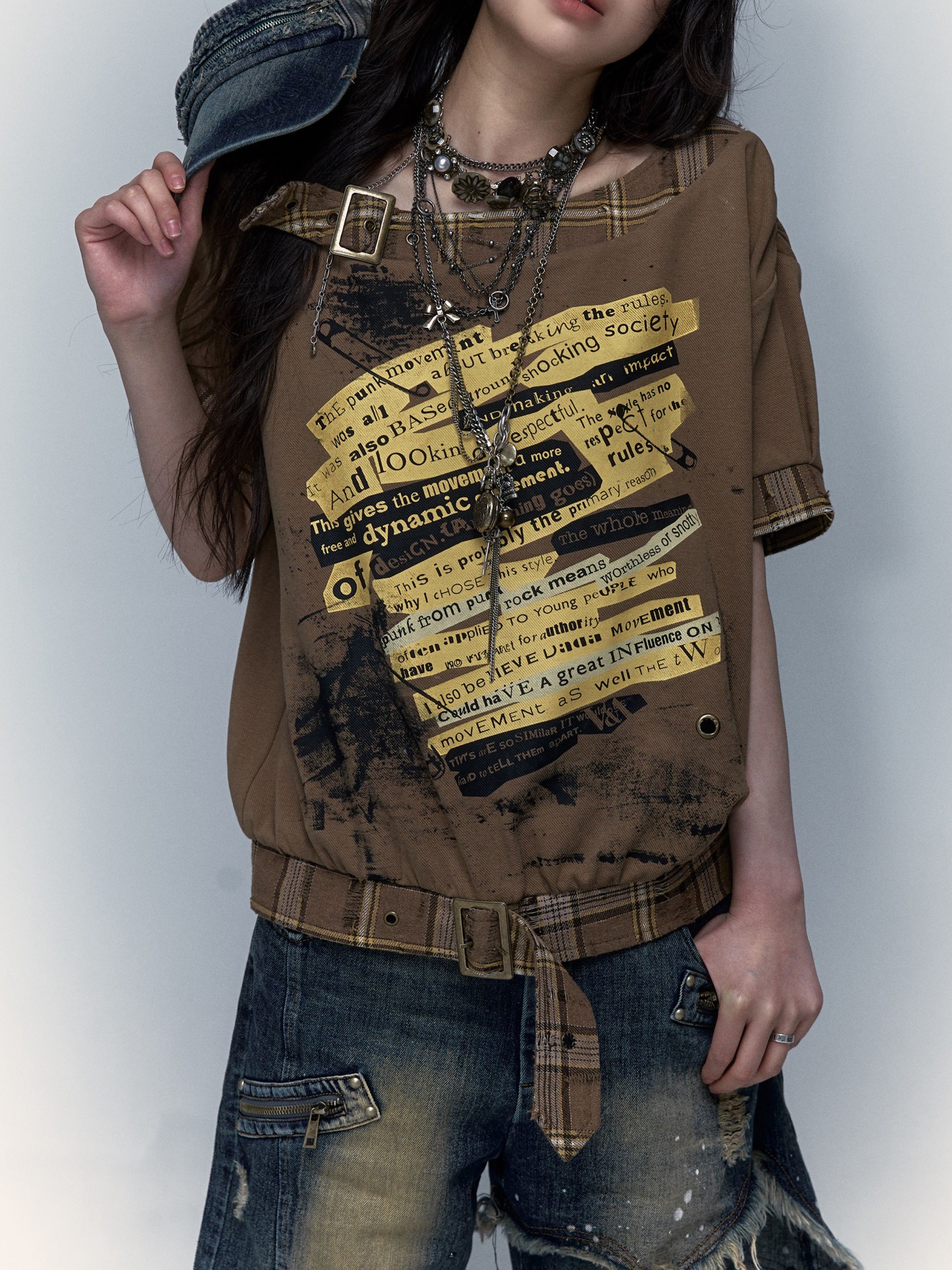 Rock Patchwork Printed Loose Short-sleeved T-shirt