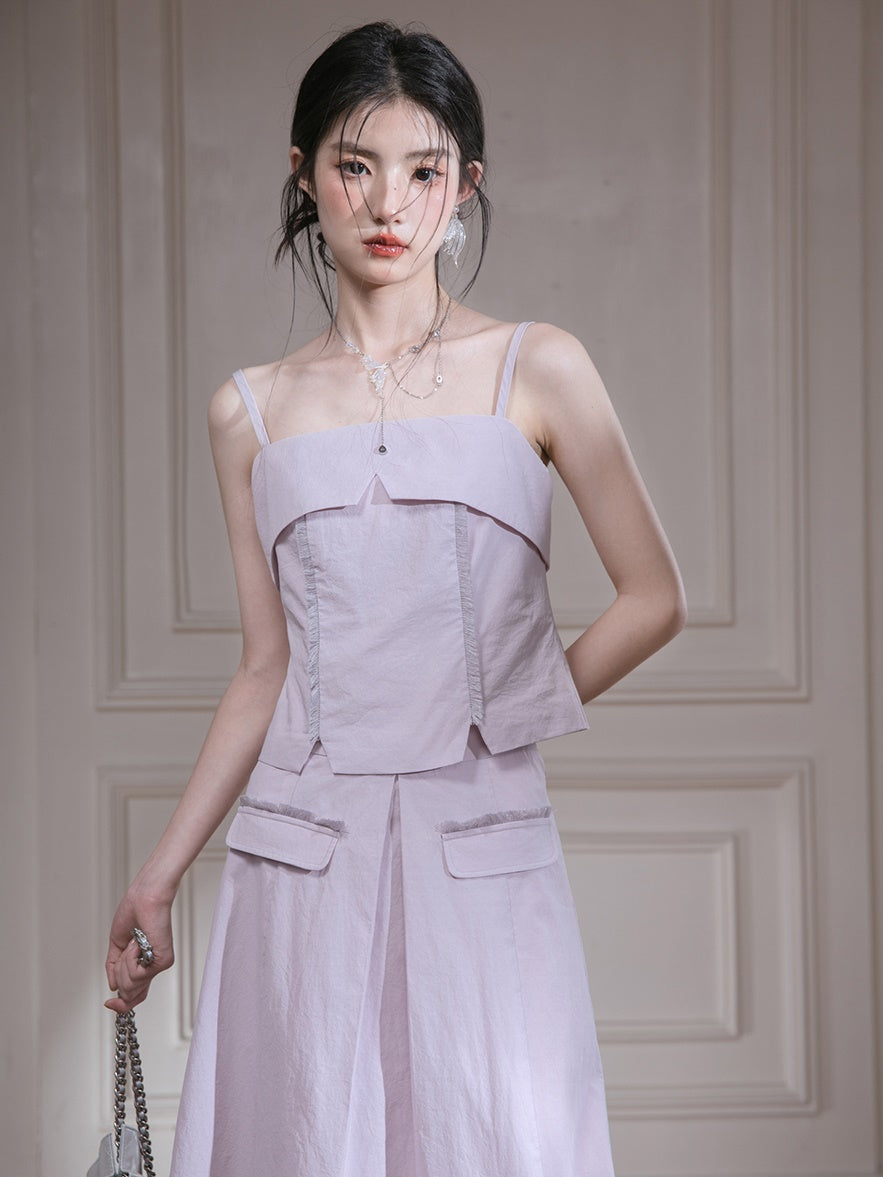 Fringe Stitch Camisole & Cake Long Skirt Set-up