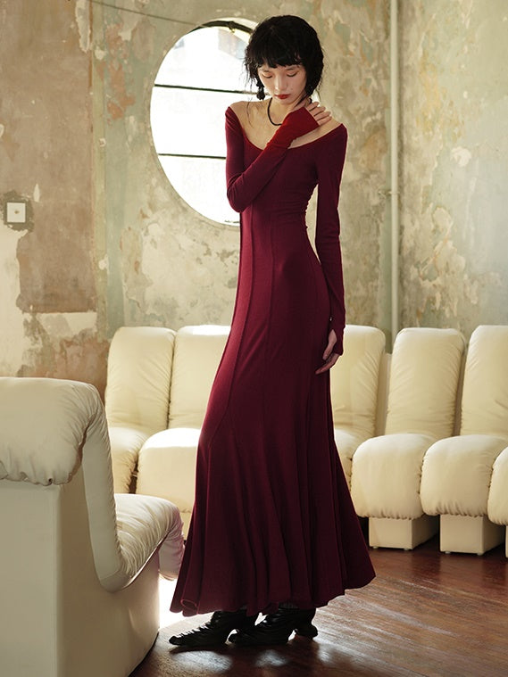 레이스를 훔친 슬림 장거리 박격 인어 드레스