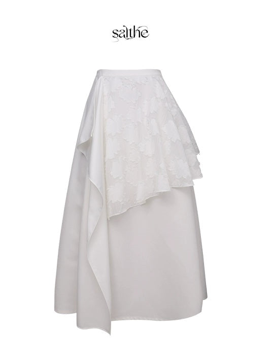 자카드 스위칭 컷 아웃 탑 및 계층 디자인 스커트