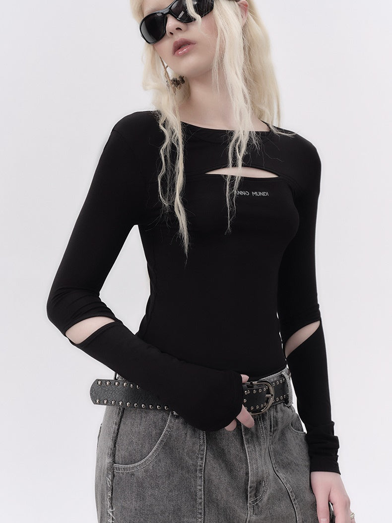 Hohles Langarm-T-Shirt
