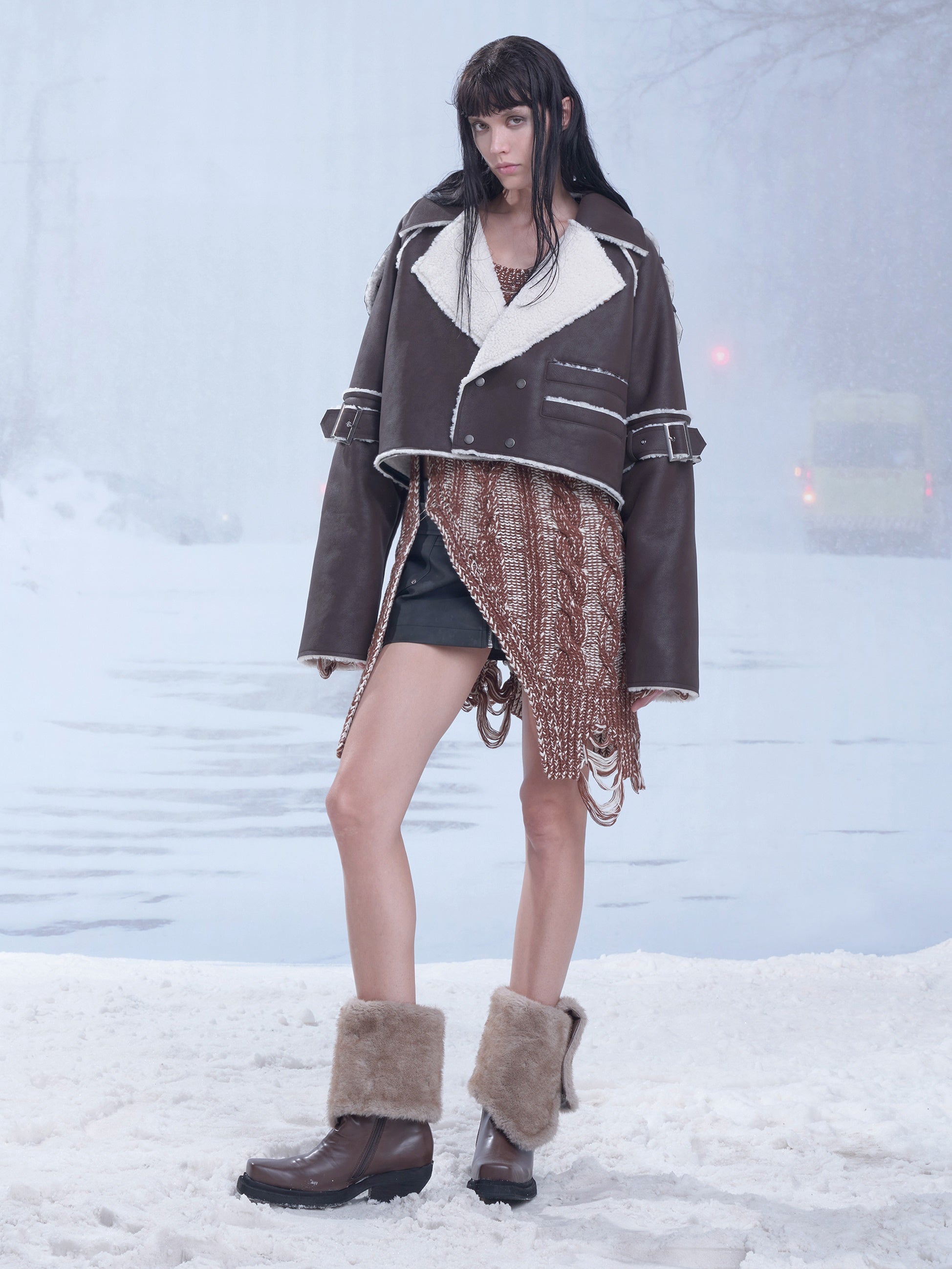 가짜 어린 양아 양모 두꺼운 탈착식 코트