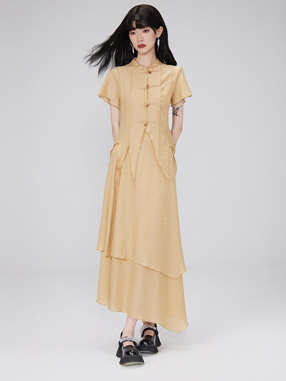 Irregular Hem Sheer Shirt & Layered Design Skirt
