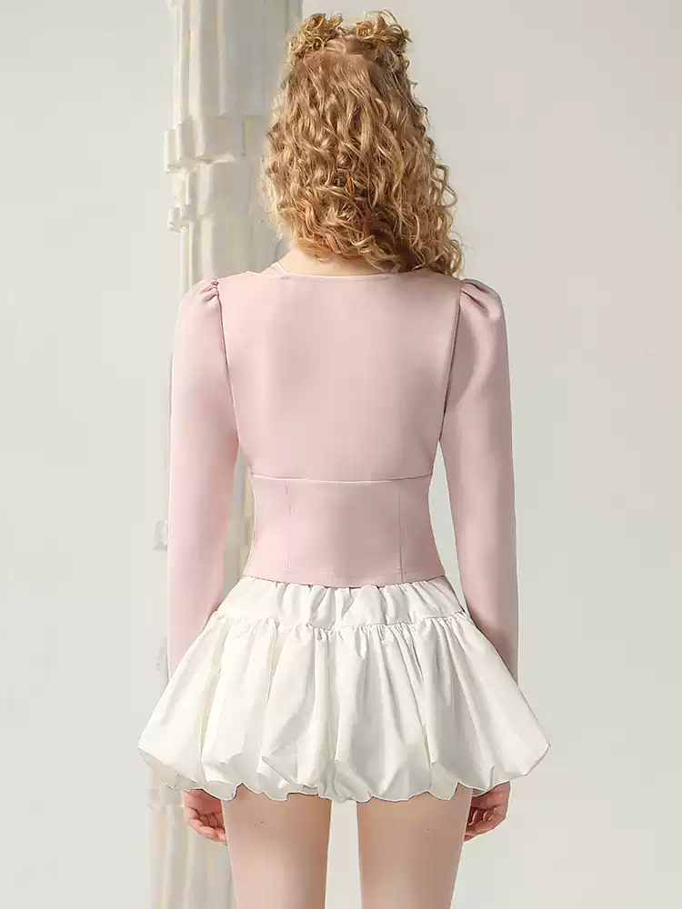 Slim Lace Ribbon Bustier Cute Blouse