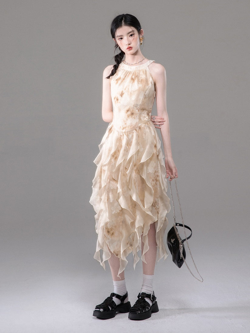 flowy jellyfish dress Iris Long Sleeve Satin Maxi Dress - White main image 1