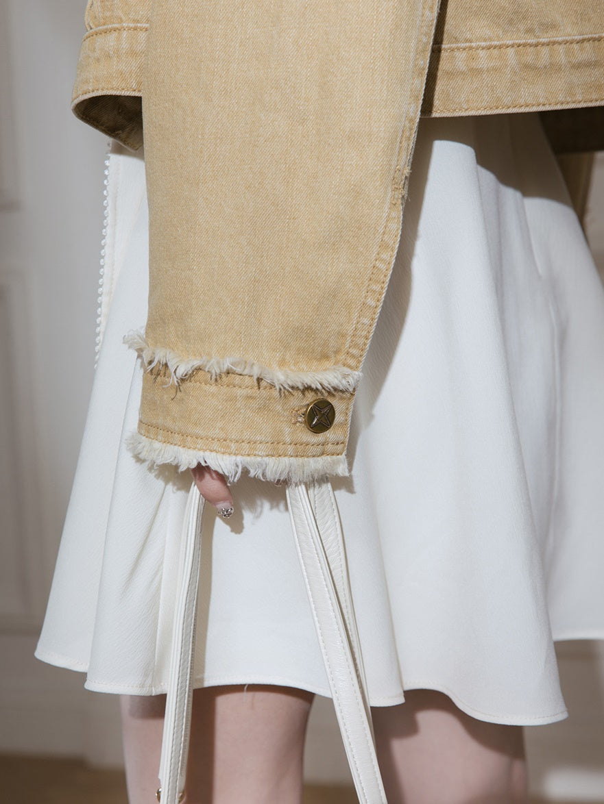 끈적 끈적한 활 디자인 짧은 드레스