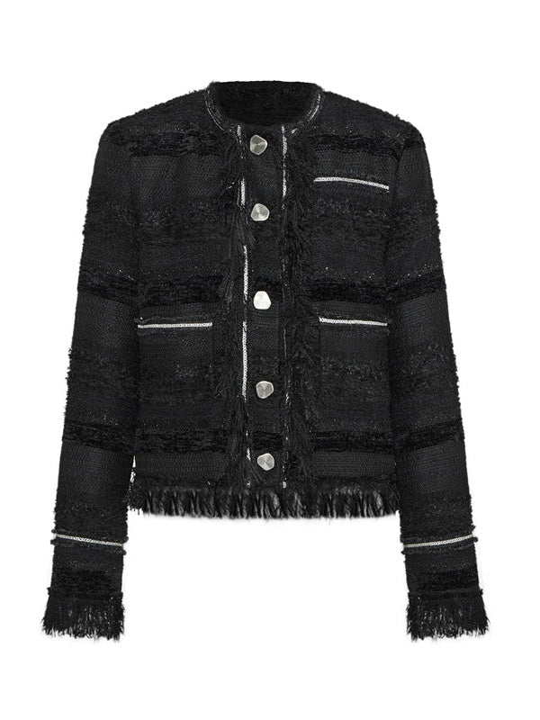 Hair-drawing Tweed Style Jacket & Skirt