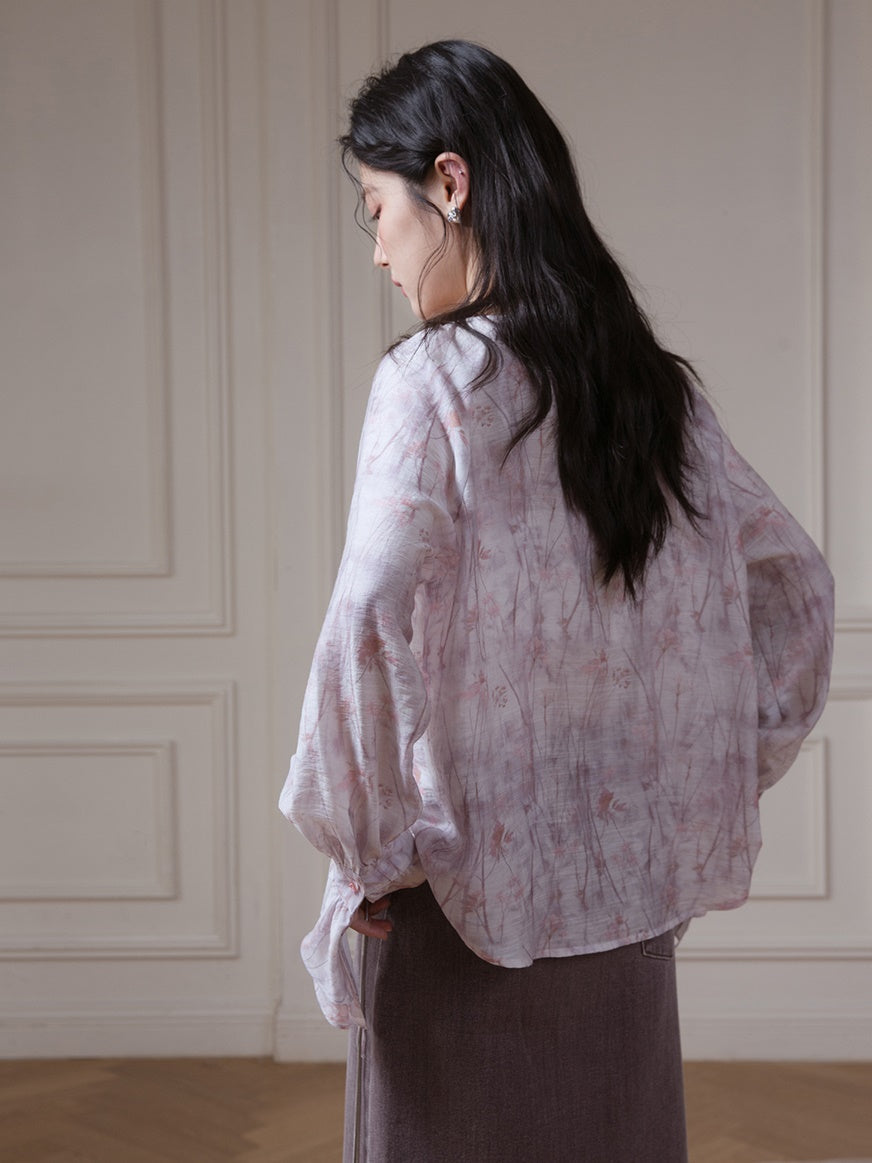 Chinese Floral Bell Sleeve Shirt
