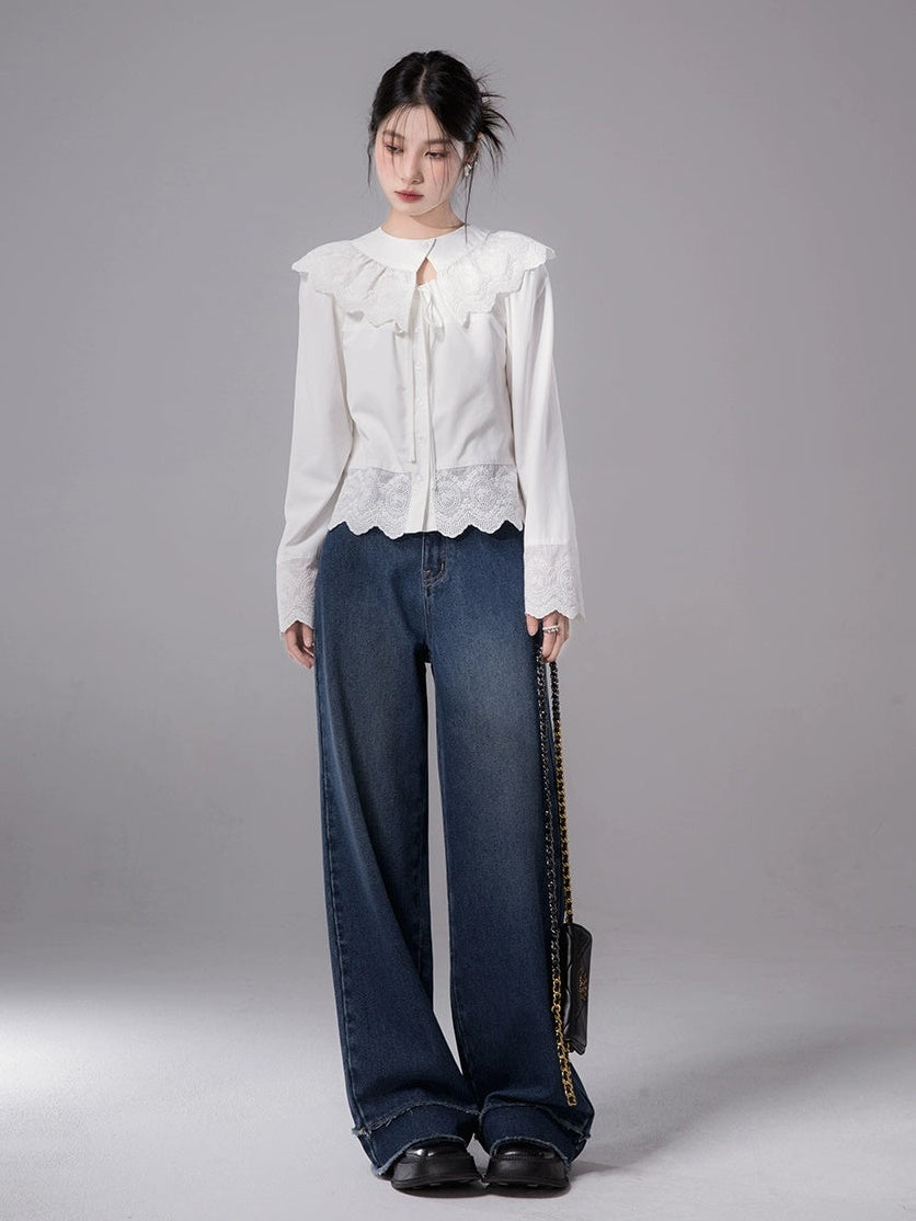 Dekorationskragen Spitzenstichhemd