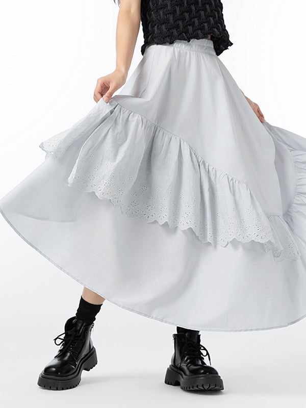 Dislocation Stitching Lace Skirt