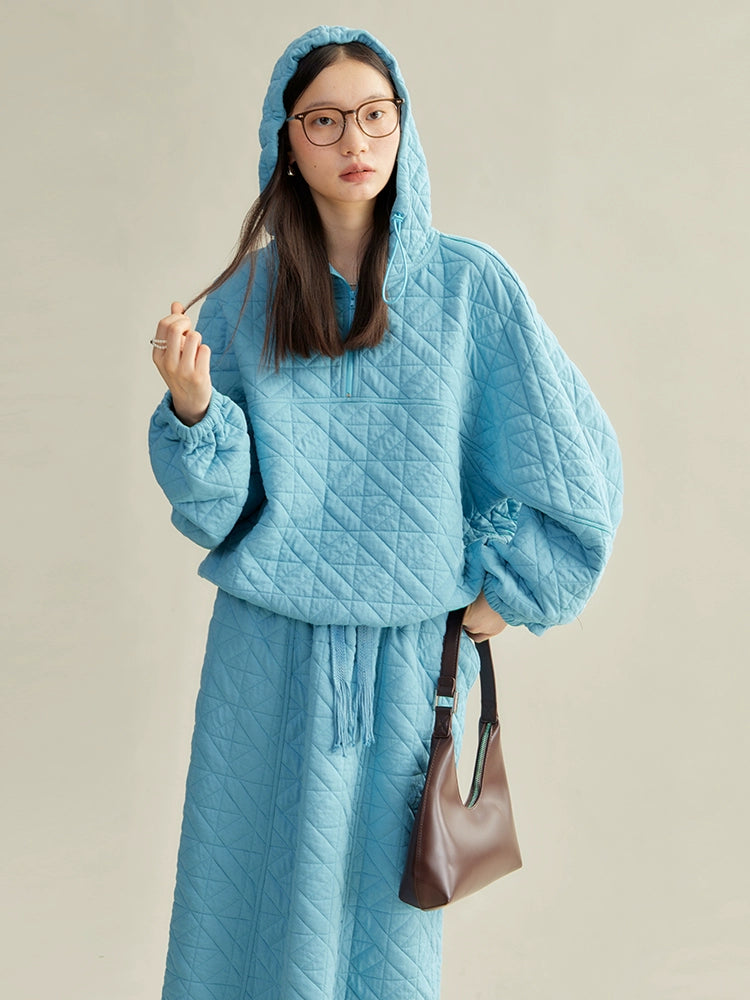 Gesteppte Textur Schweiß Hoodie Pullover & Rock