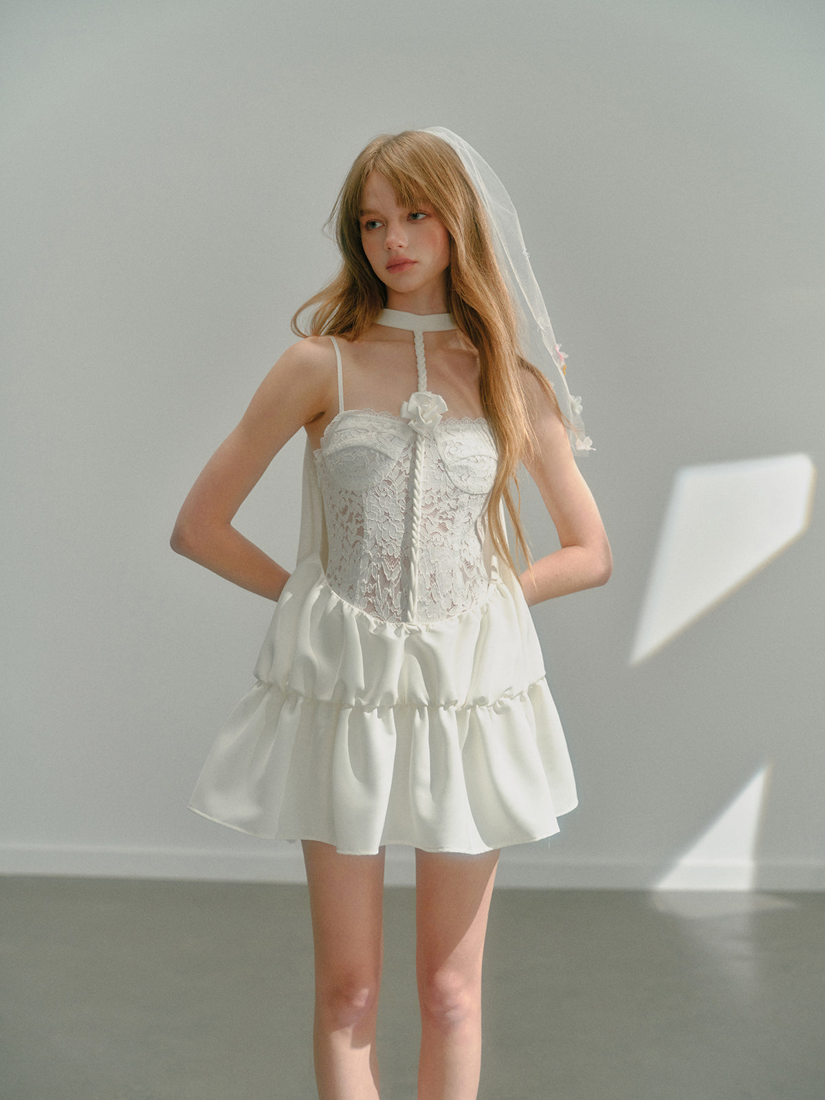 Halter-neck & Slip Floral Lace Short Dress ARCANA ARCHIVE Halter-neck & Slip Floral Lace Short Dress ARCANA ARCHIVE