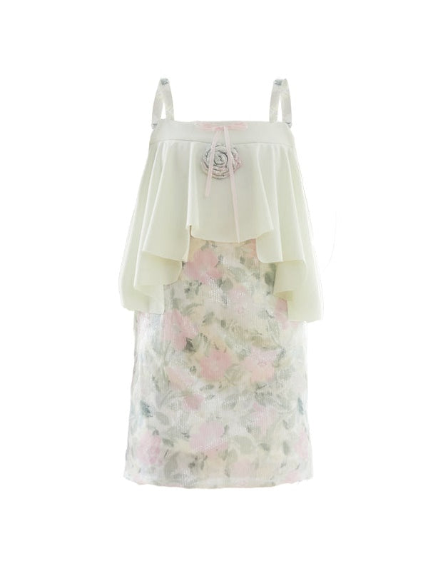 Floune Blumen -Hosenträgerkleid