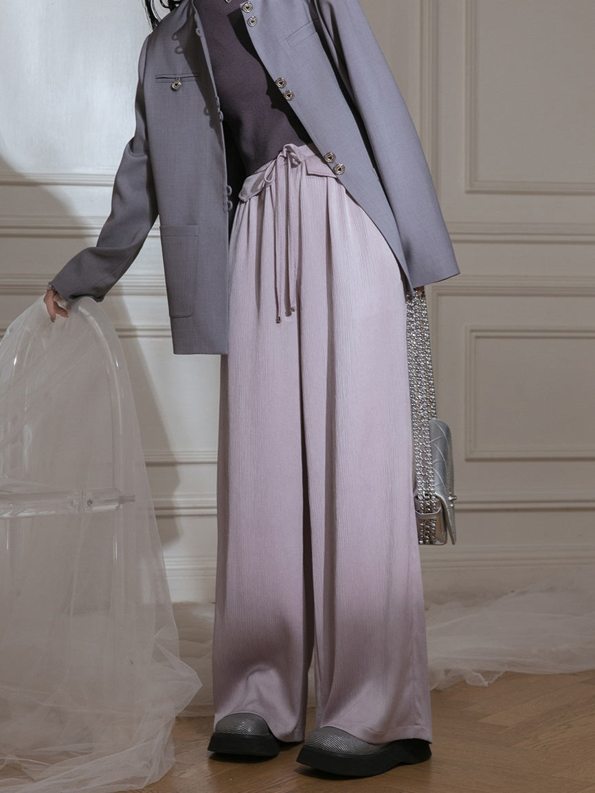 주름진 드레이프 캐주얼 바지