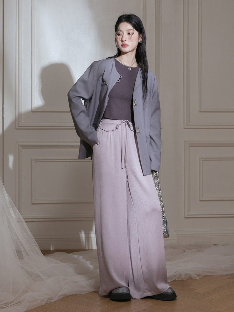 주름진 드레이프 캐주얼 바지