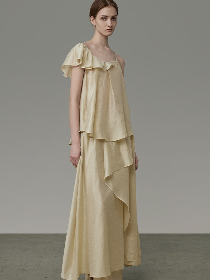 Asymmetry Frill A-Line Camisole & Irregular Skirt