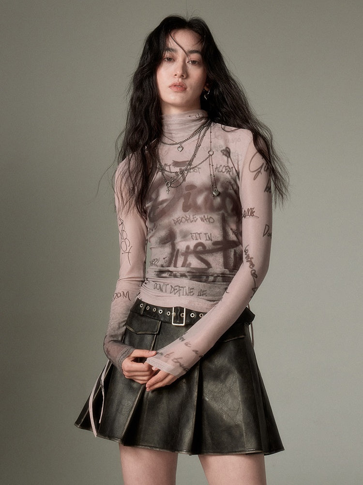 Lettre imprimée cutané vêtements haut de botting à collier