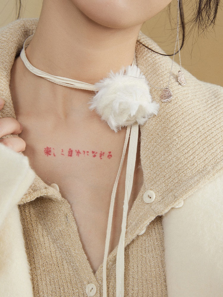 Furry Flower Brooch & Lariette