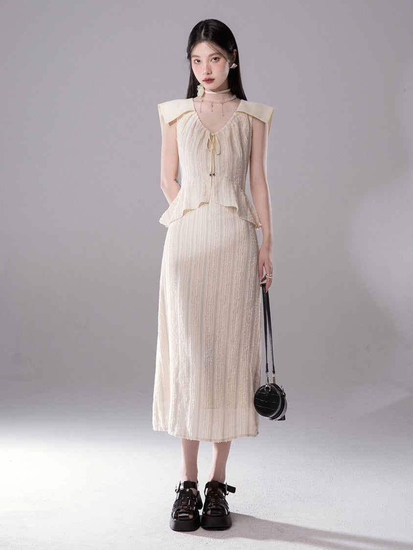 Robe de manches à col Navy