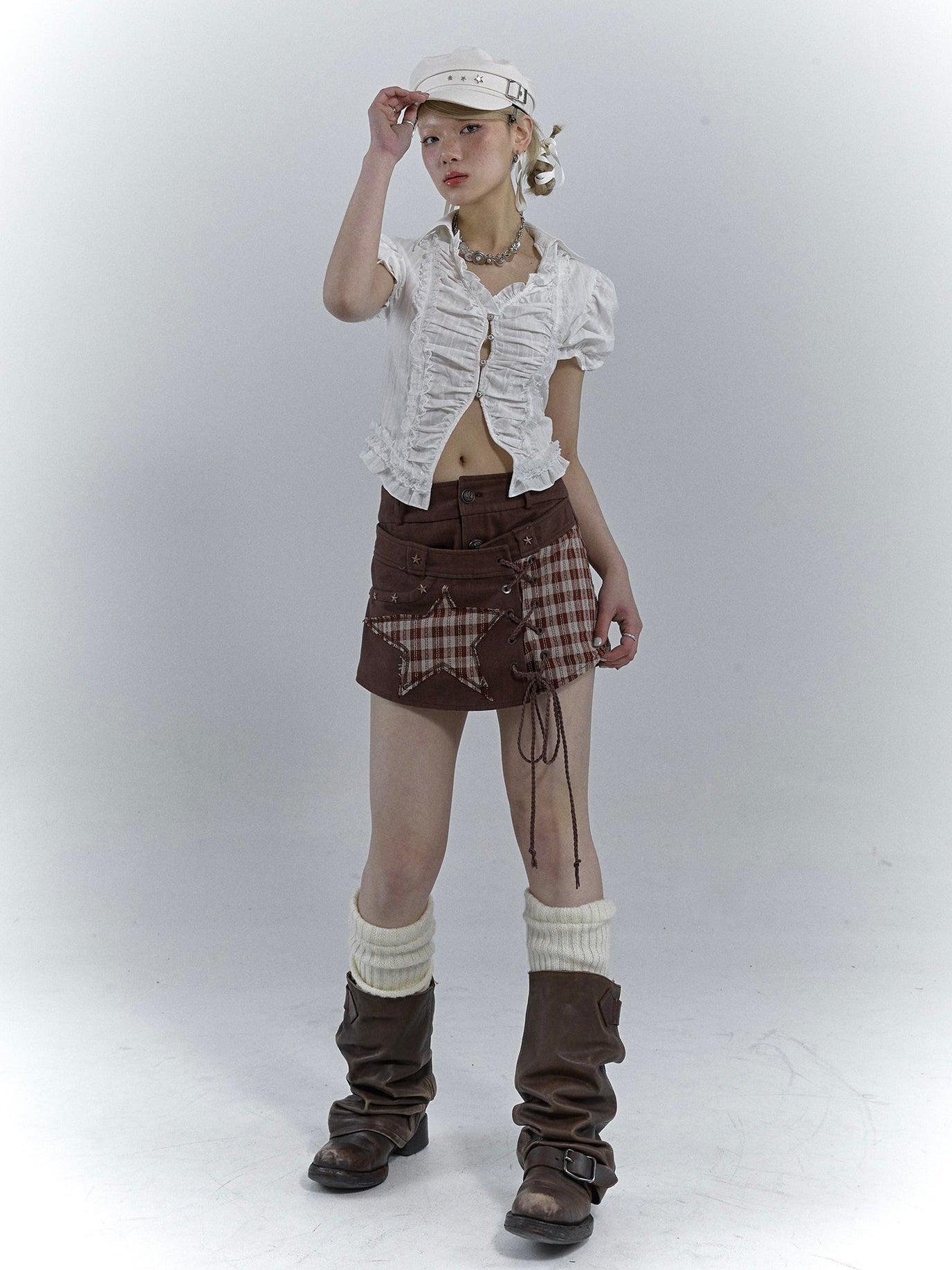 M manche à manches bouffantes en V