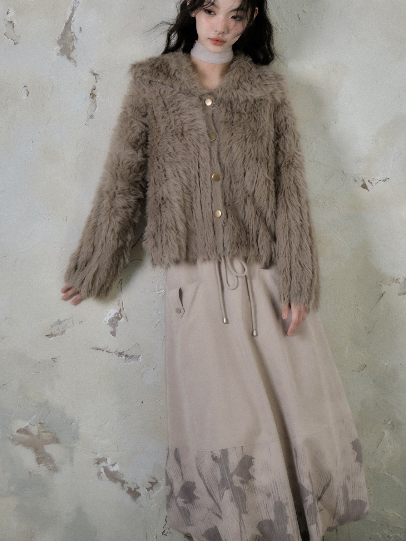 Floating Flower Shadow Printed Quilted A-line Bud Skirt