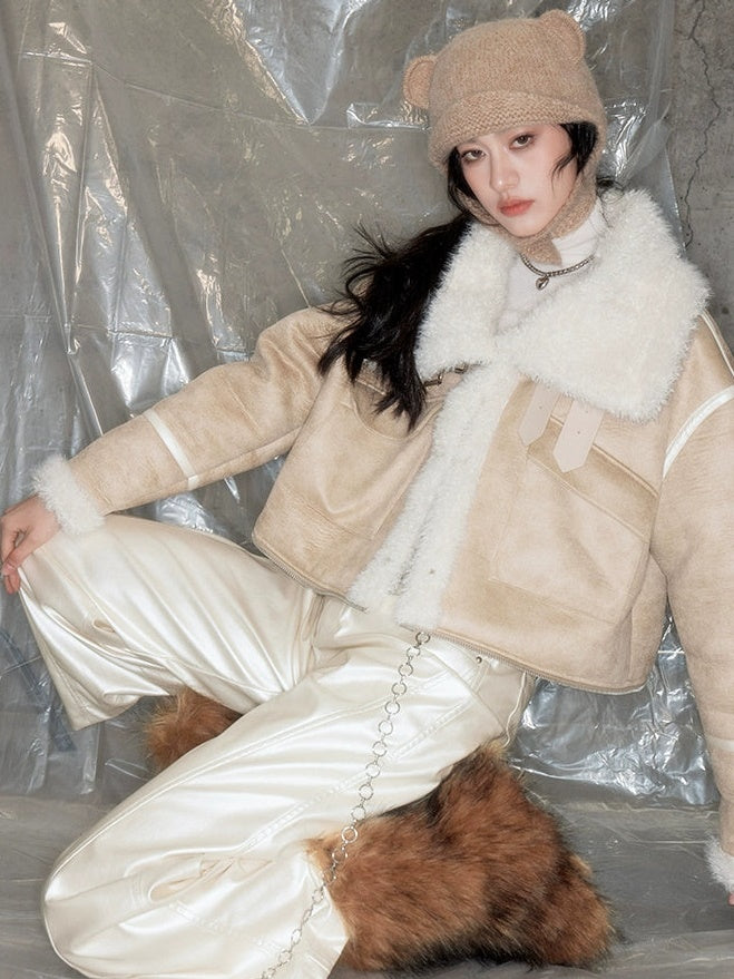 Detachable Large Lapel Plush Coat