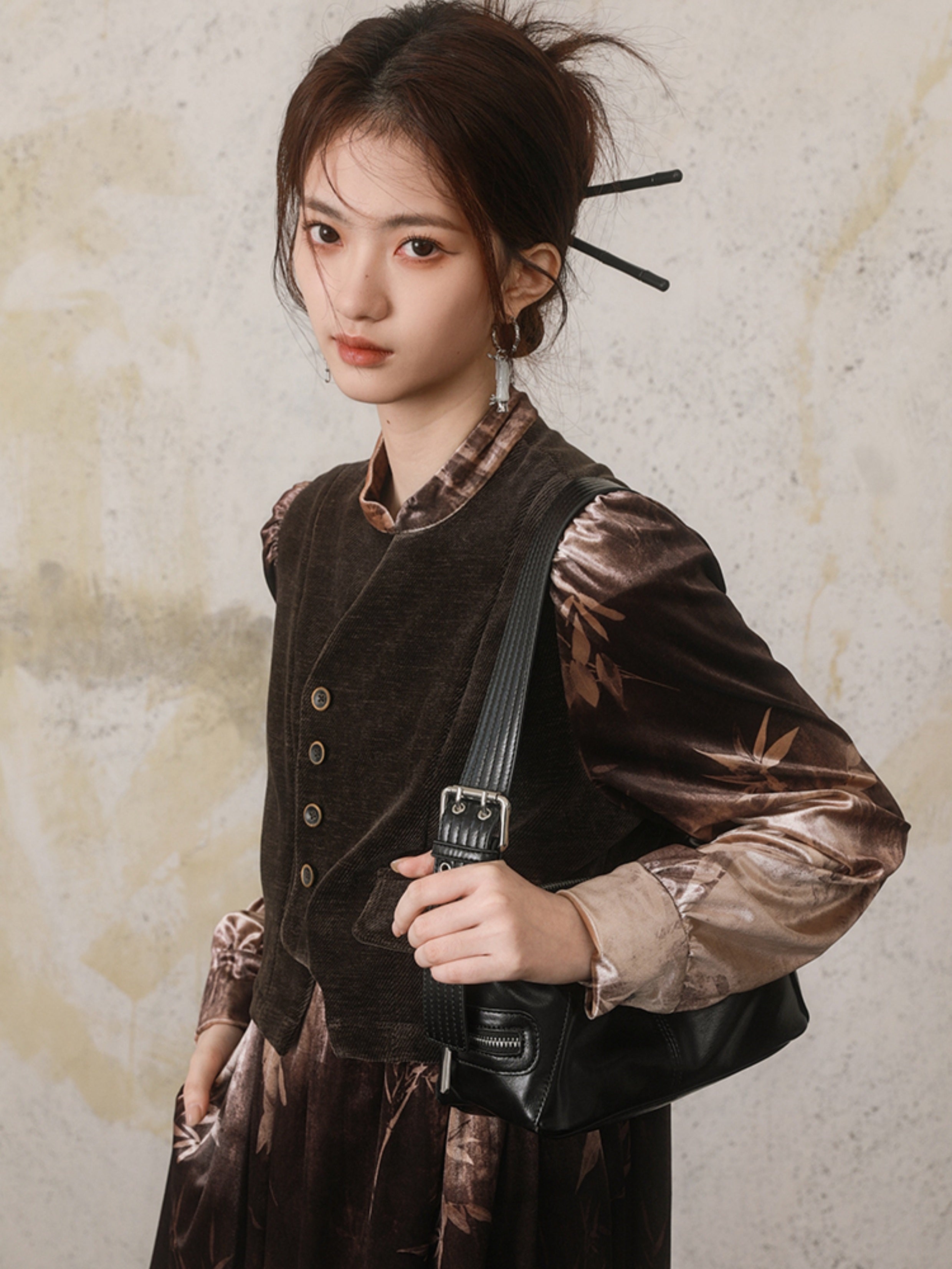 중국 스타일 가짜 트위 넥타이 넥타이 염색 드레스