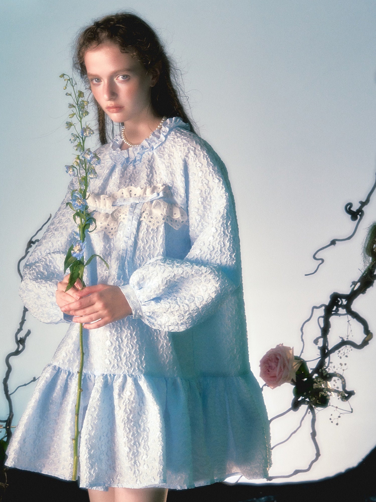 꽃 레이스 장식 활로 느슨한 베이비 드레스