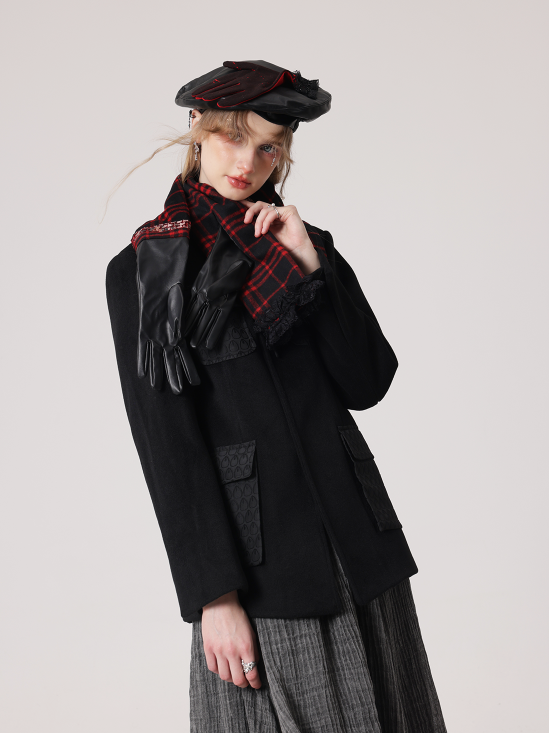 Kontrastkarette Spitzestichhandschuh Baskenbauer & Stola