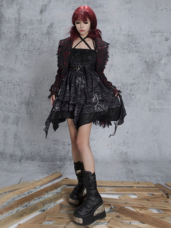 IRREGULAR HEM SLING PUNK ONE-PIECE