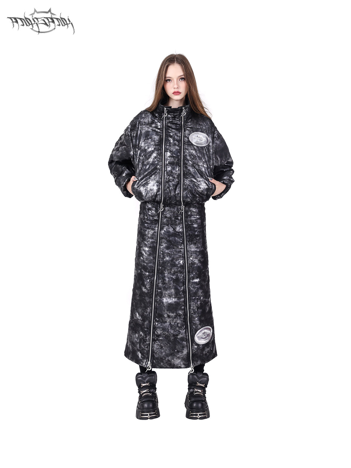 Double Zipper High Collar Short Jacket