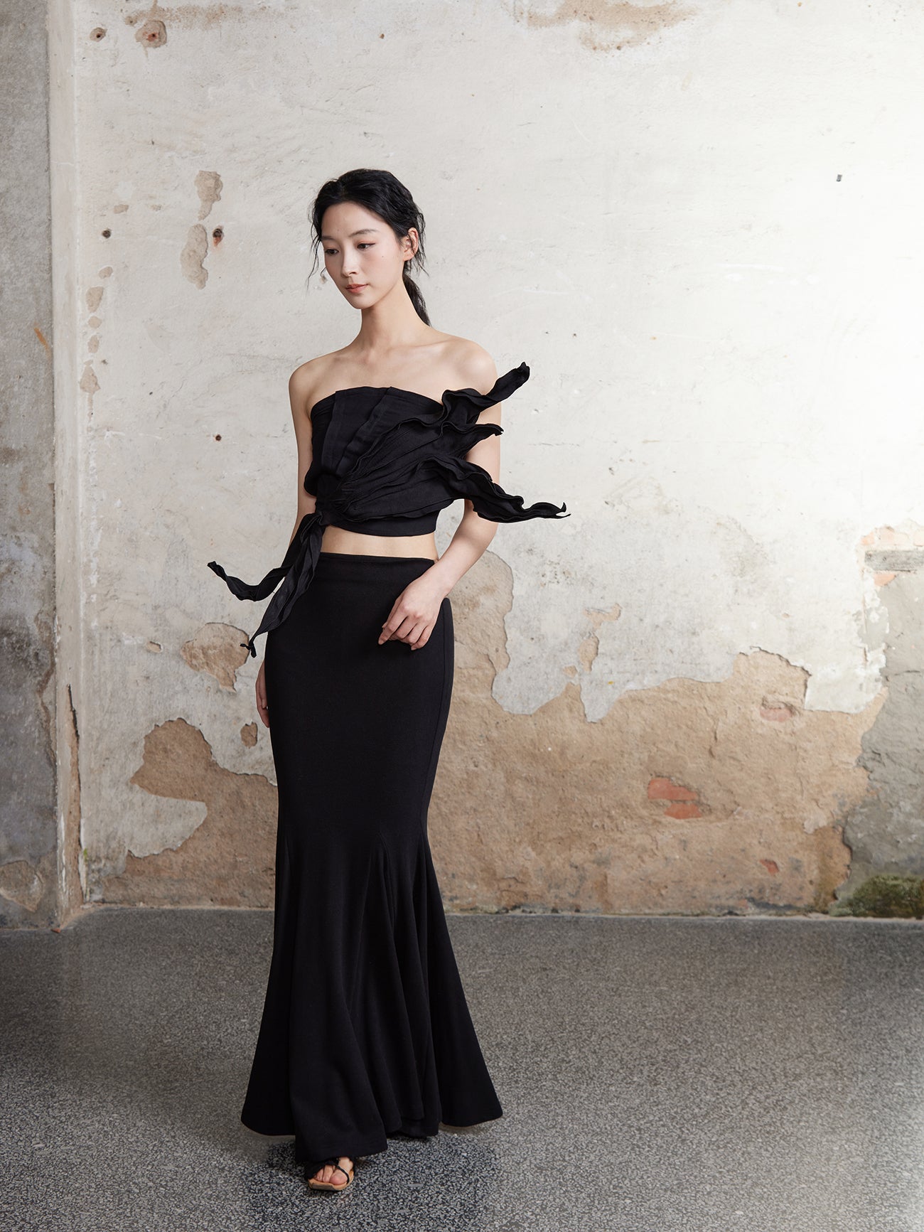 Eleganter Drape -Meerjungfrau -Longrock