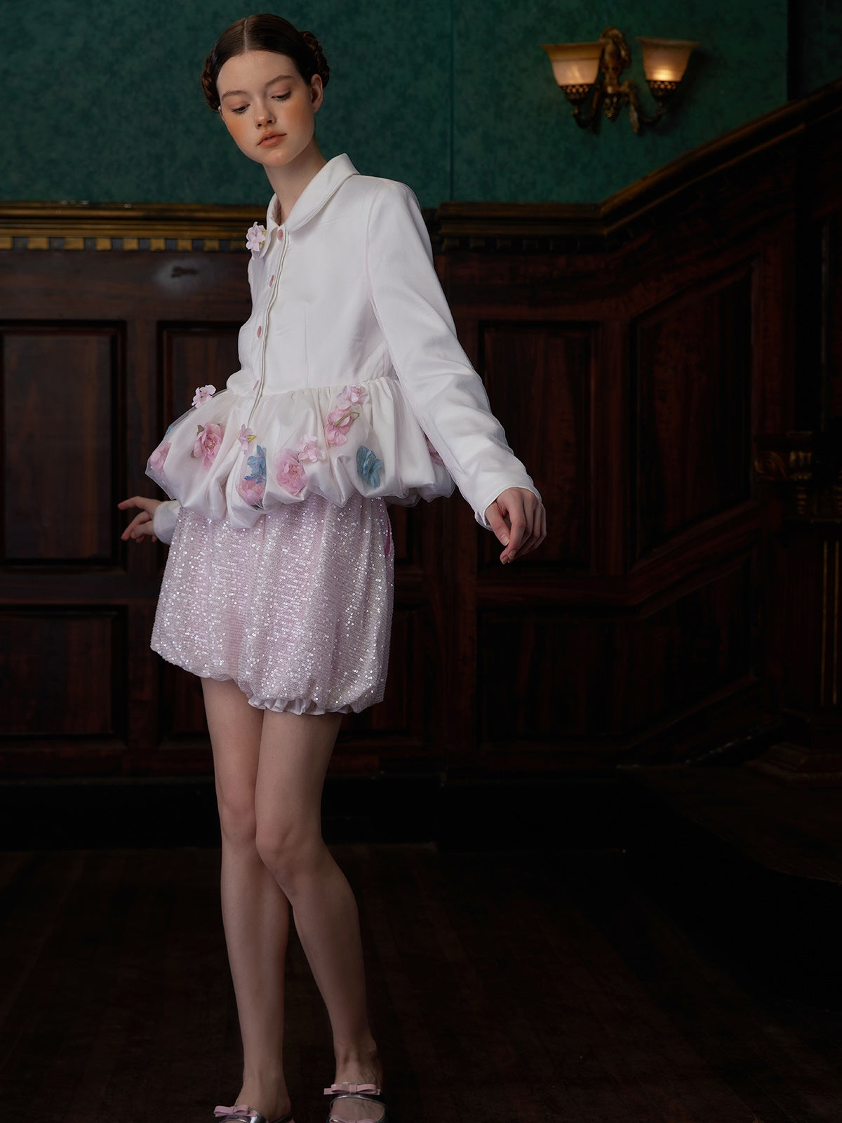 Mesh Double-layer Bud Jacket & Skirt