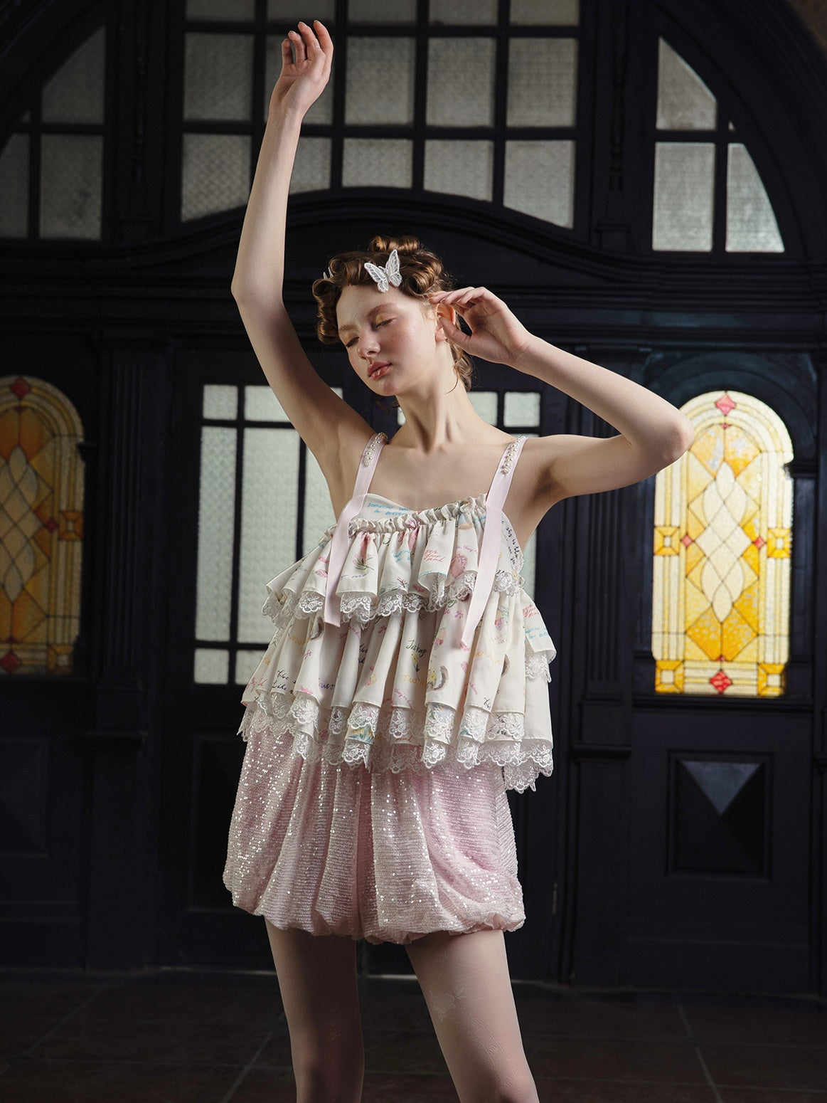 Printed Lace Stitch Cake Camisole