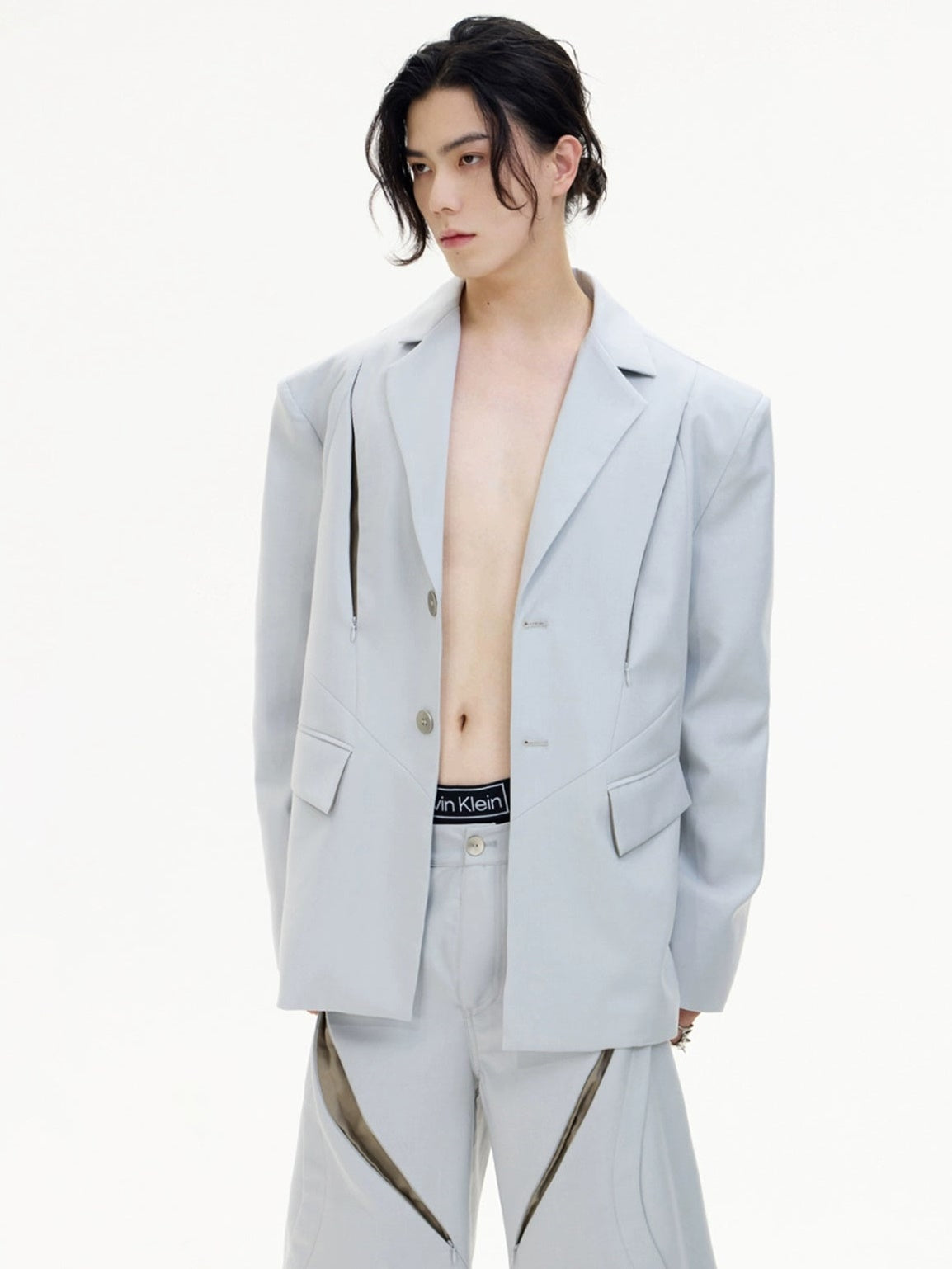 Hollow Flared Silhouette Wide-leg Pants & Hollow Design Jacket