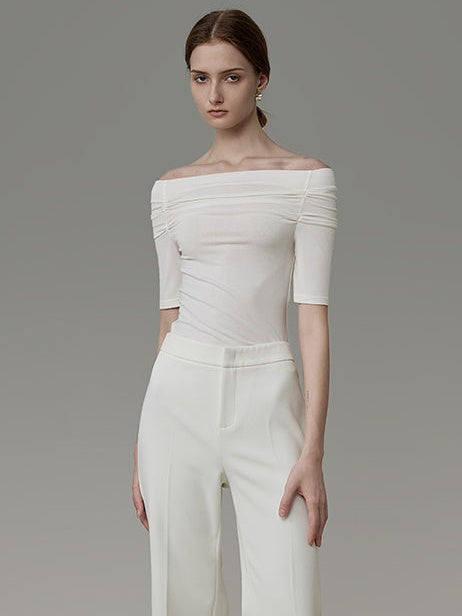 Off-shoulder Pleated Top