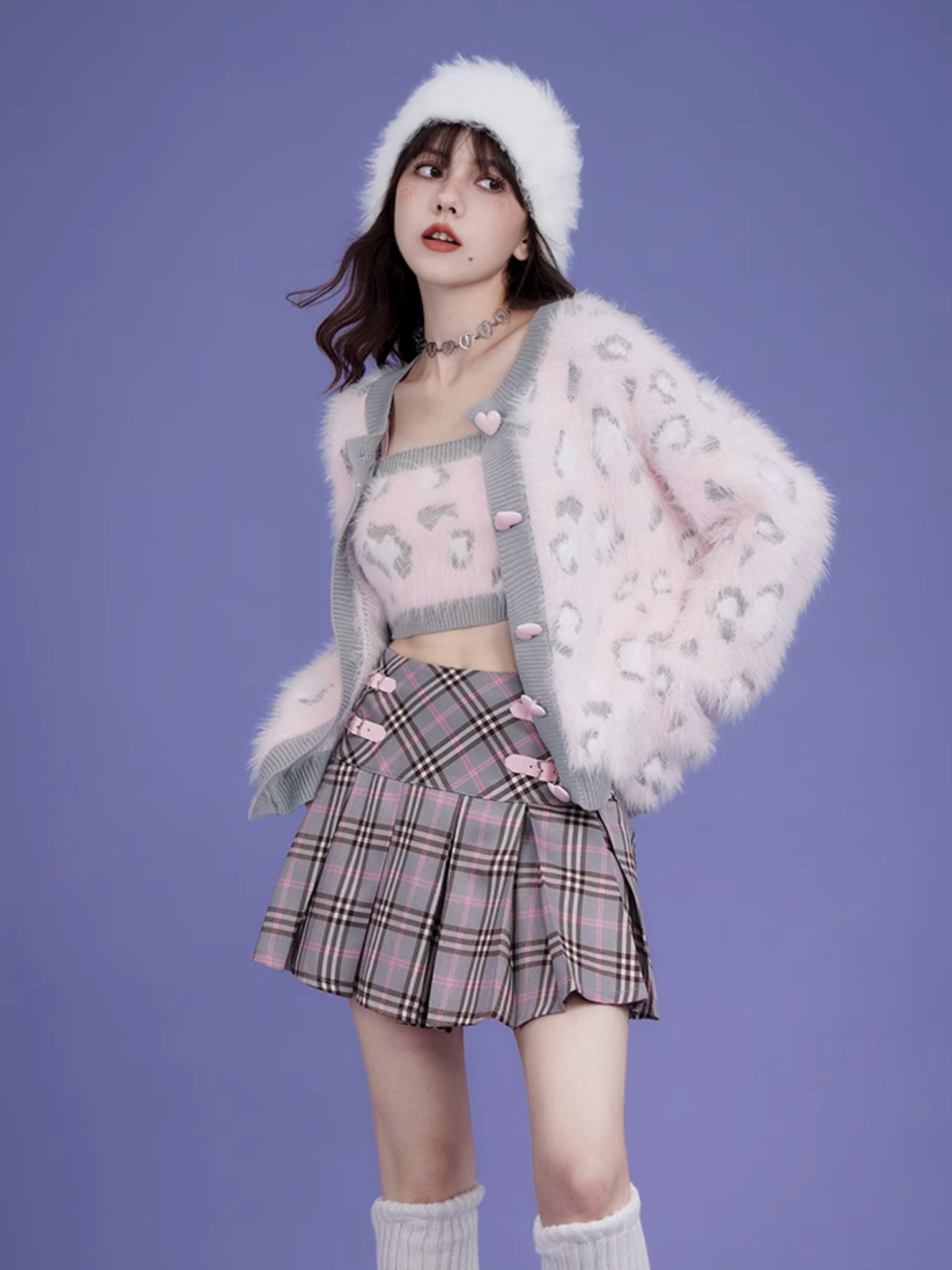 Leopard Knitted Camisole & Cardigan