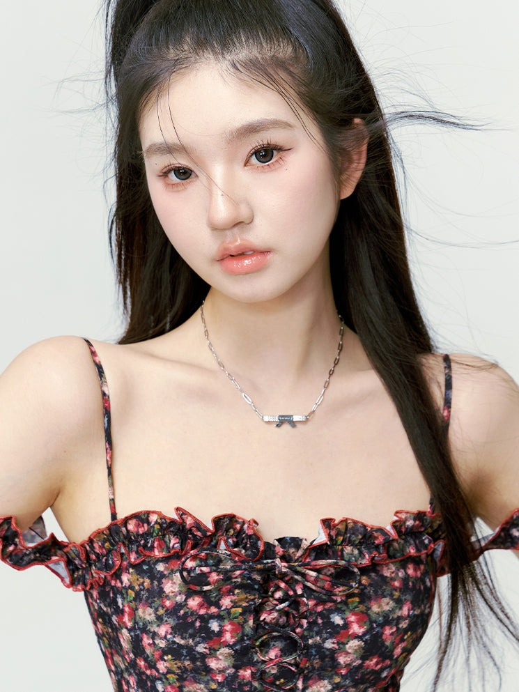 Blume Off-Shouder Retro ein Stück Retro