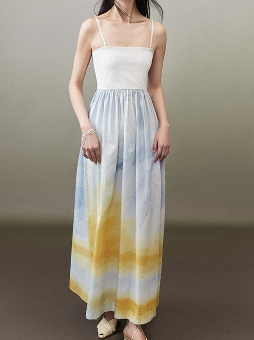 Detachable Shoulder Strap Printed Bare Top One-piece