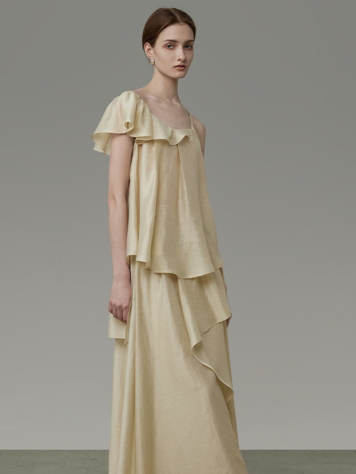 Asymmetry Frill A-Line Camisole & Irregular Skirt