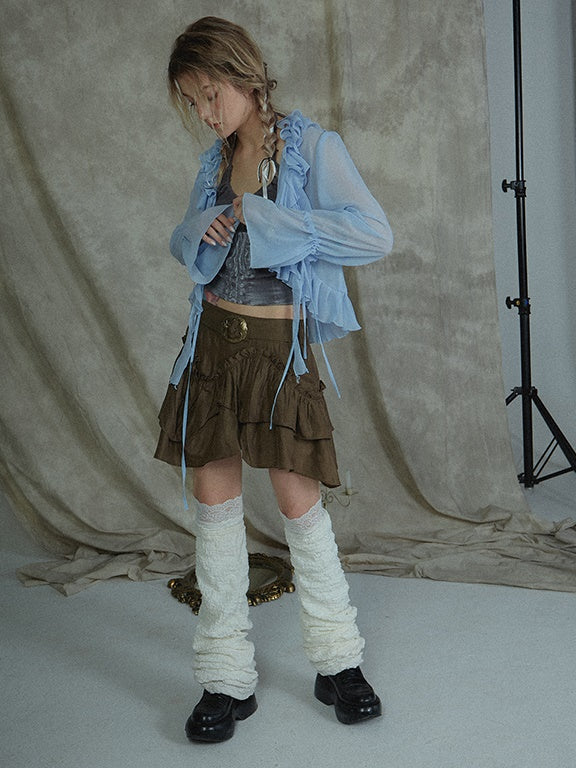 Ruffless Trompetenhülle Langarm Shirt