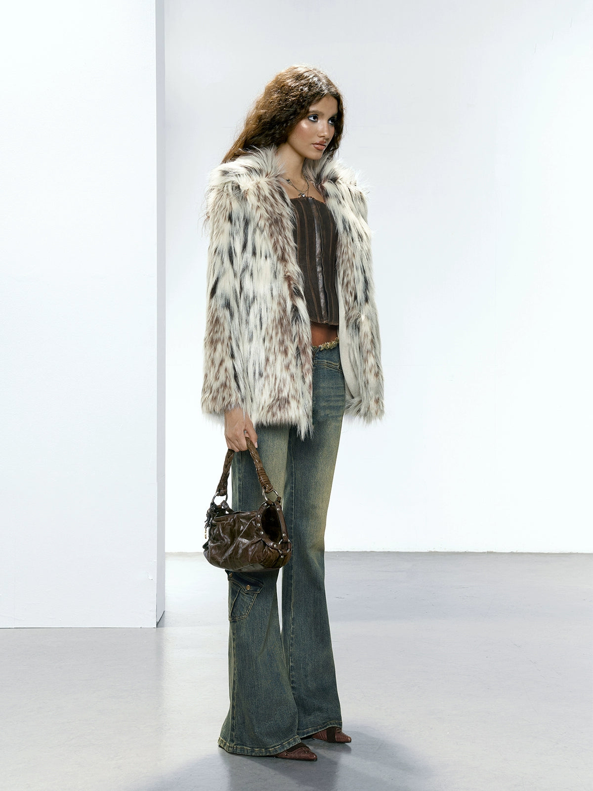 Leopard umweltfreundlicher Pelz halbmantel