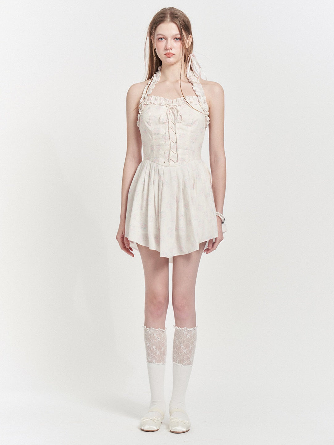 Floral Halter Neck Backless Sling Dress