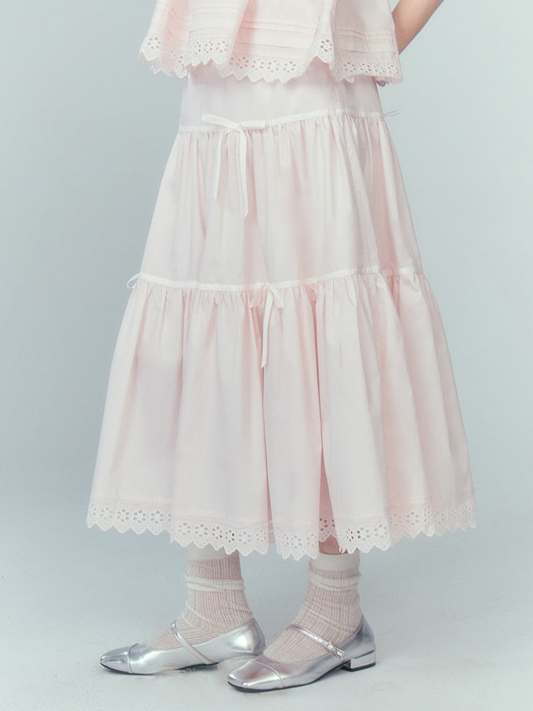 Ribbon Puffy Short Camisole & Ribbon Cake Skirt