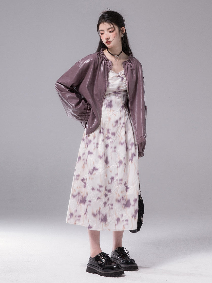 Coffre floral brumeux robe imprimée rassemblée