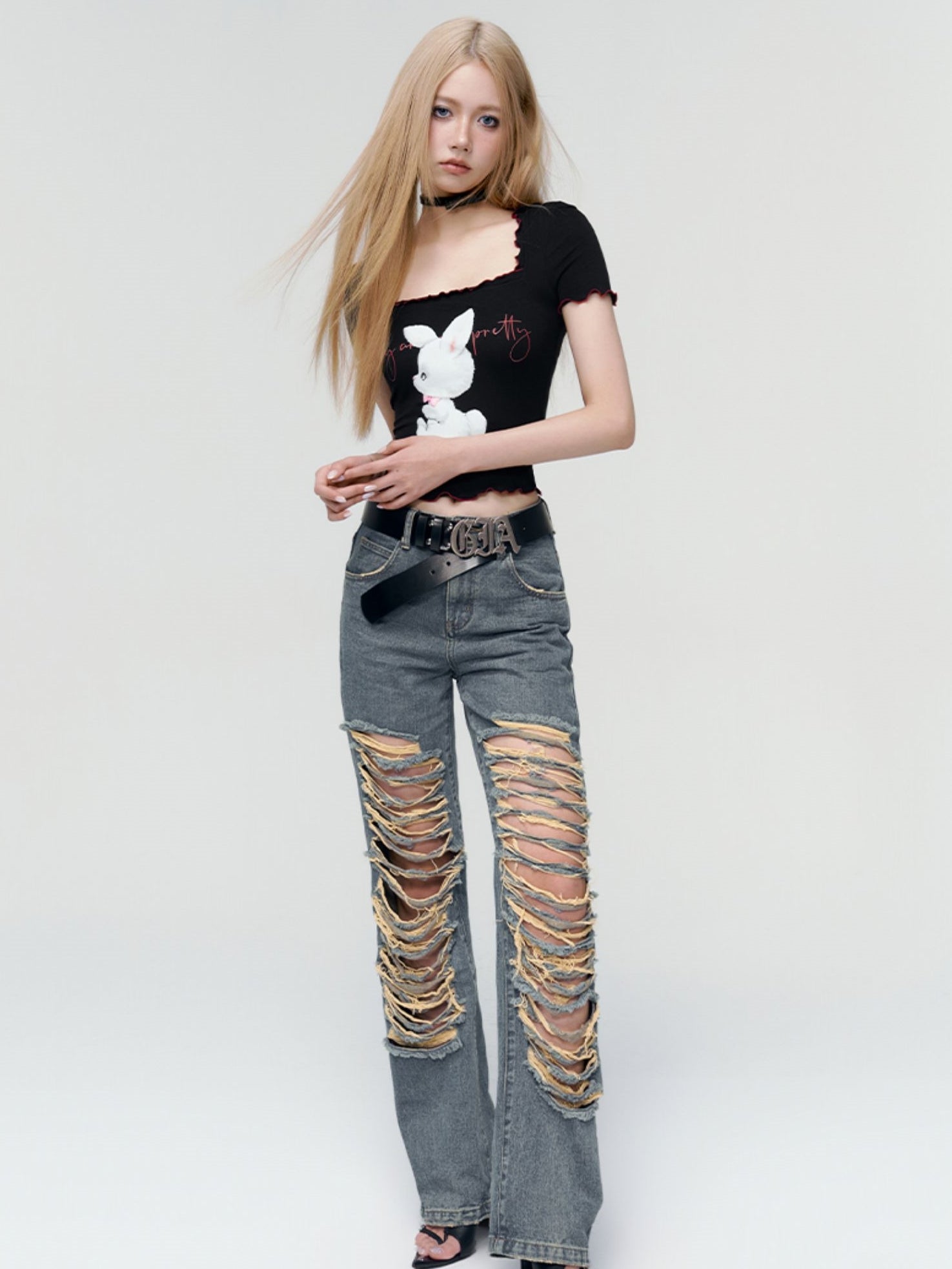 Mellow Square-neck Slim Cropped T-shirt