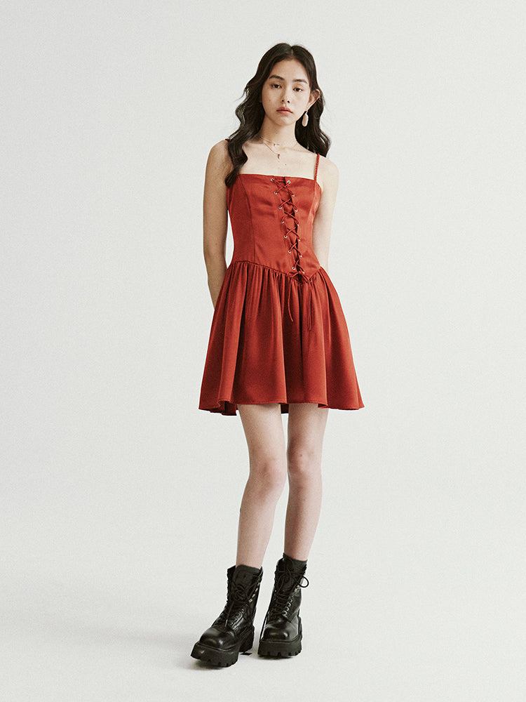 Woven Slanted Placket Dress