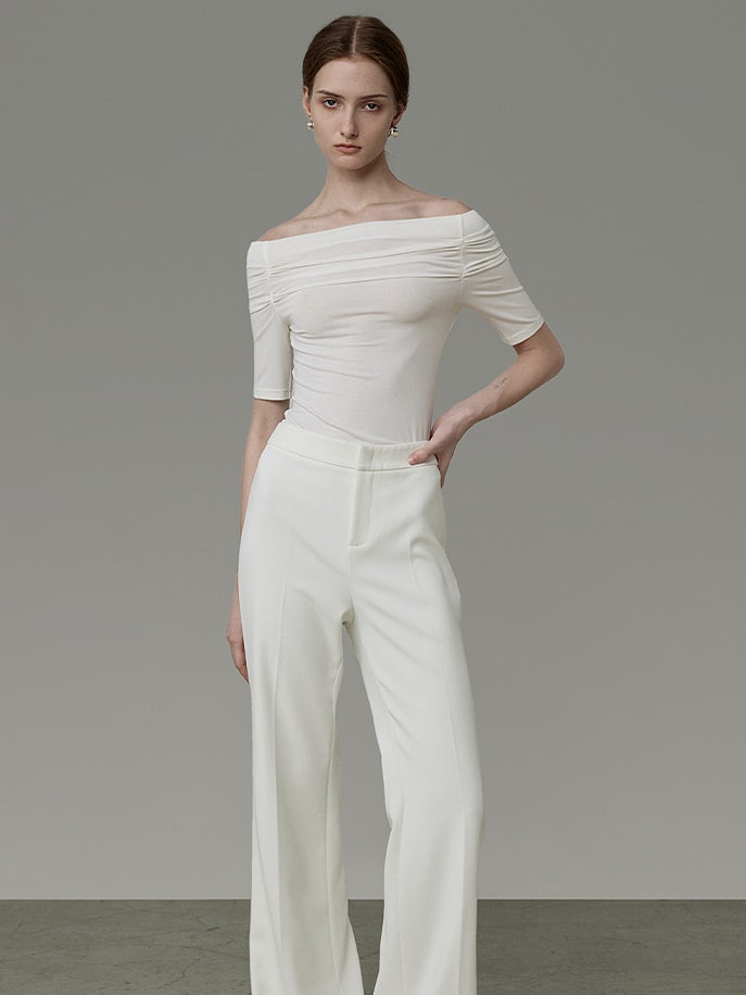 Off-shoulder Pleated Top
