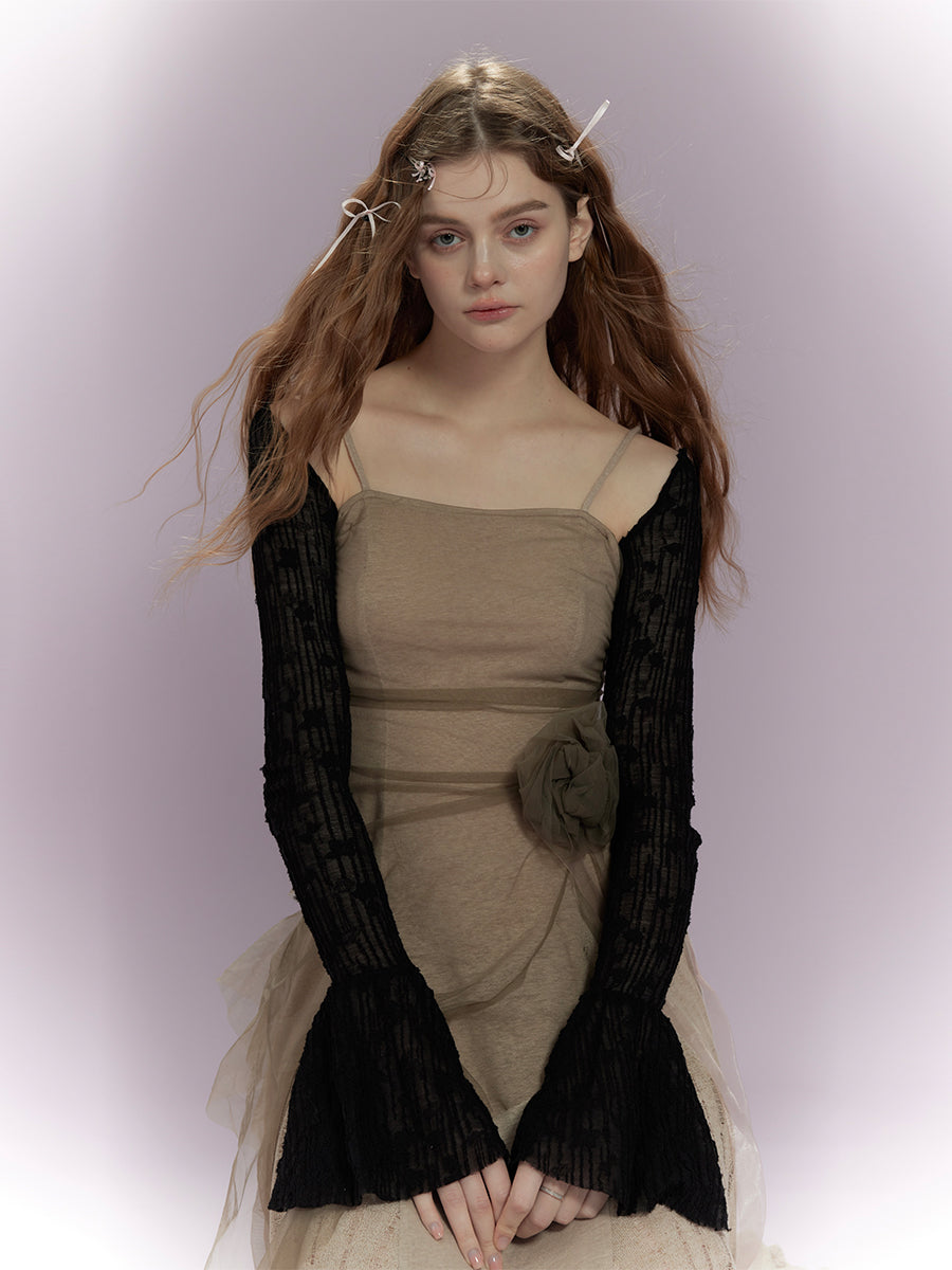 Rose Brooch Sling One-Piece & Lace-Up Top