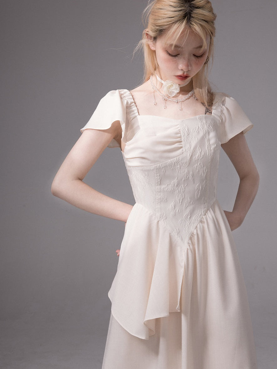 Pleated Jacquard Stitch One-Piece